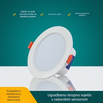 LED downlight s radar senzorom, ugrađen u kućište od lijevanog aluminija, infracrveno anti‑magma svjetlo, anti‑odbljeskavanje, energetski štedljivo