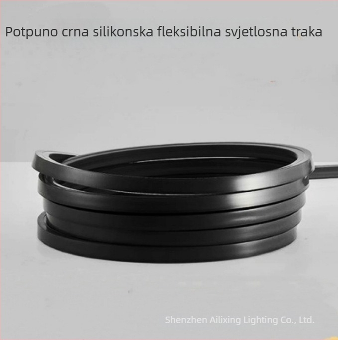 Niskonaponska RGB LED traka u crnom silikon kućištu, fleksibilna ugrađena neonska svjetleća traka za ambijent