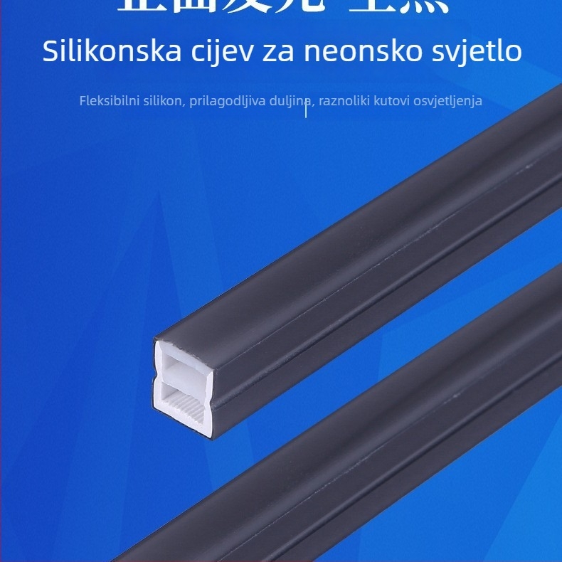 Niskonaponska RGB LED traka u crnom silikon kućištu, fleksibilna ugrađena neonska svjetleća traka za ambijent