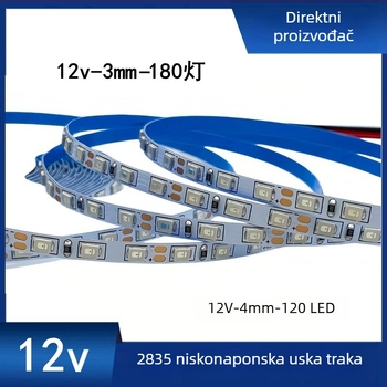 2835 LED traka, 120 LED, 12V, uska pločica 3mm/4mm, visoka svjetlina, bočno osvjetljenje za pozadinsko osvjetljenje, KTV i bar linijsko osvjetljenje