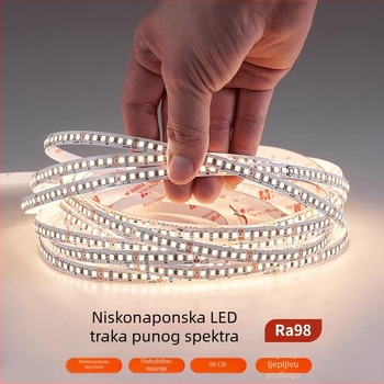 LED trak s punim spektrom, 24V, samoljepljiv, zaštita očiju, bez treperenja, CRI 98, 120 LED/m, 8 mm, unutarnje rasvjetno osvjetljenje, aluminijski kanal