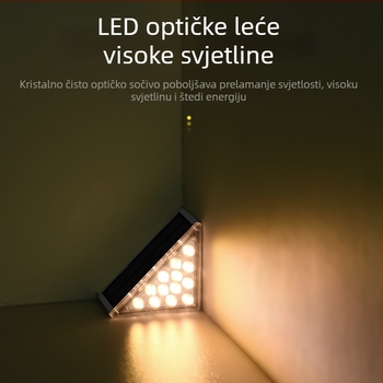 Vanjska solarna LED lampica za stepenice s jasnom lećom, IP65 vodootporna i zaštita od krađe