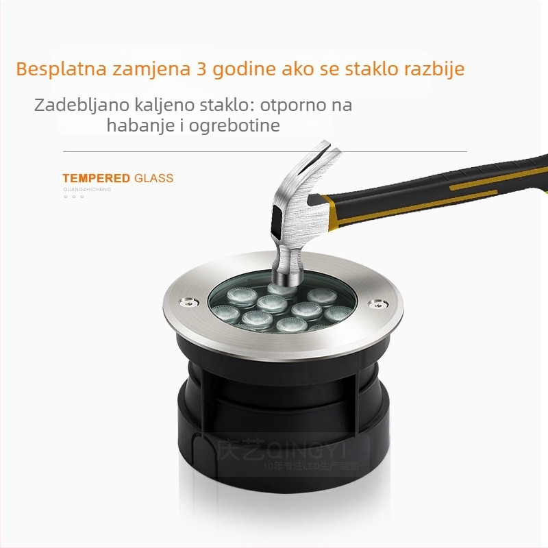 Vanjsko podzemno LED svjetlo od 304 nehrđajućeg čelika, IP67 vodootporno, ugrađeni dvorišni reflektor