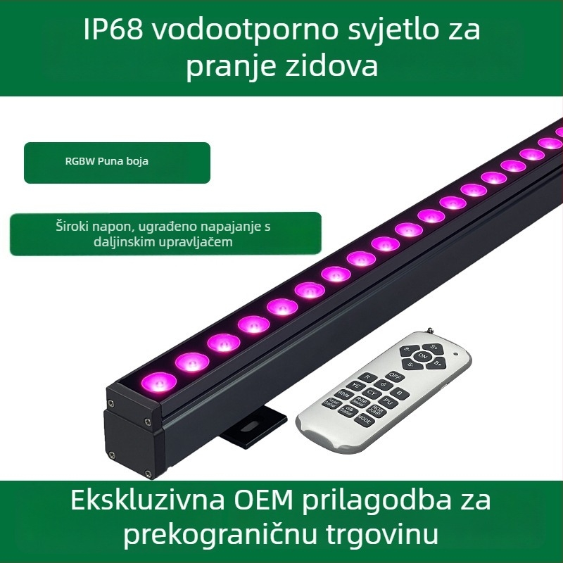 Prilagodljiva vanjska LED rasvjeta za pranje zida RGBW, vodootporna, široki opseg napona, daljinsko upravljanje