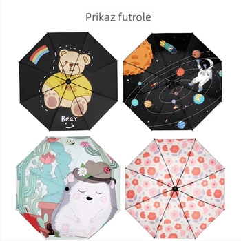 Prilagođeni reklamni kišobran s potpunom otiskom na vinilnoj tkanini, sklopivi sunčani kišobran, 8 rebara, ručno otvaranje zatvaranje, mogućnost otiska logotipa