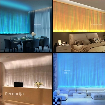 3D dinamičan vodeni uzorak plamena — projekcijska zidna svjetiljka za dnevni boravak, spavaću sobu i bar, ambijentalno uređenje zida, model E18
