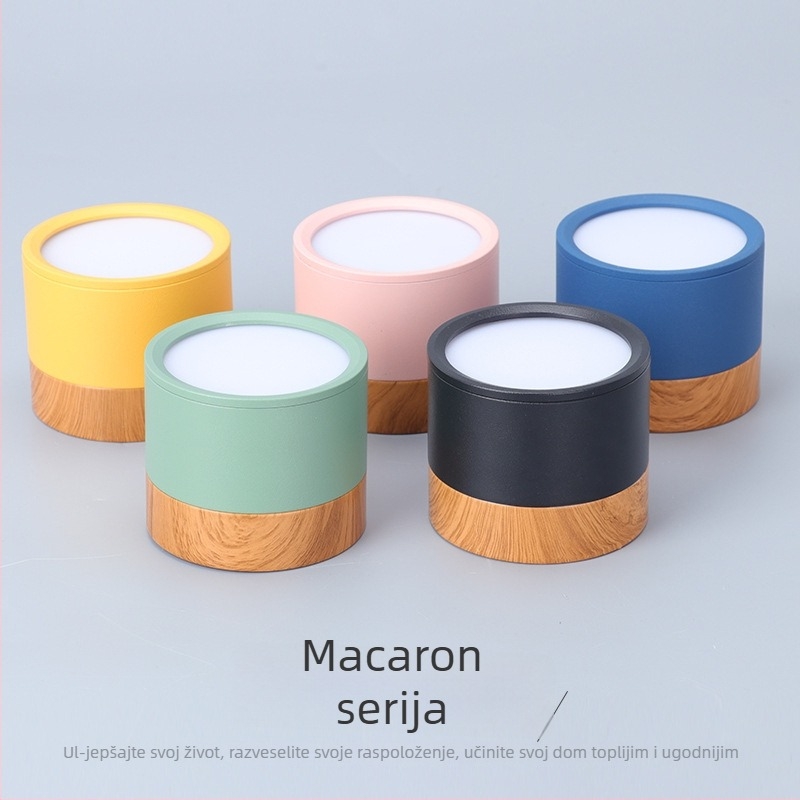 LED Macaron višebojni downlight za površinsku montažu, topla bijela, aluminijsko kućište, 75/108 mm