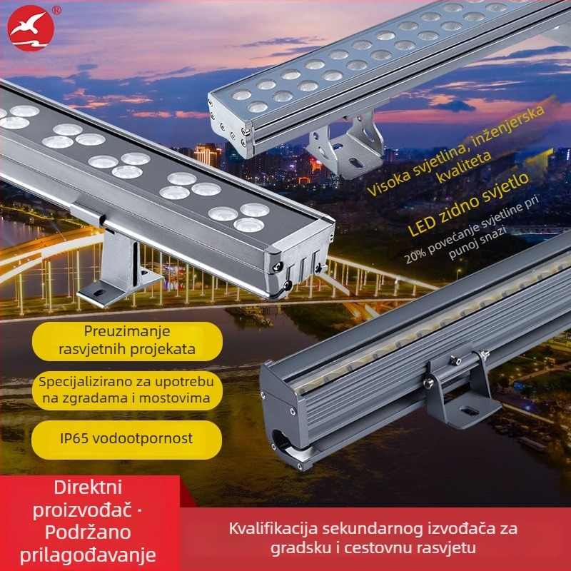 Visokou snagom LED svjetlo za pranje fasada zgrada, prozora i mostova te krajobrazno osvjetljenje – vanjsko vodootporno linearno svjetlo