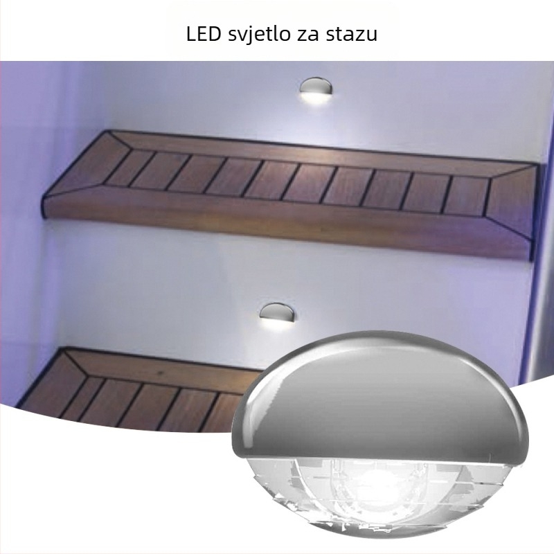LED zidna svjetiljka za brodove i jahte – elektroplatirana, polu-difuzna, osvjetljenje hodnika/koridora/stepeništa, 12V DC, IP67, 0.23W