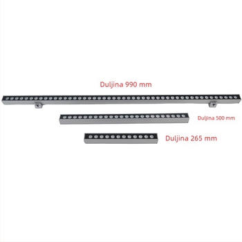 LED linearno vanjsko svjetlo, vodootporno, 12W, osvjetljenje fasade kontura, višebojno, 24V, vanjsko upravljanje 512