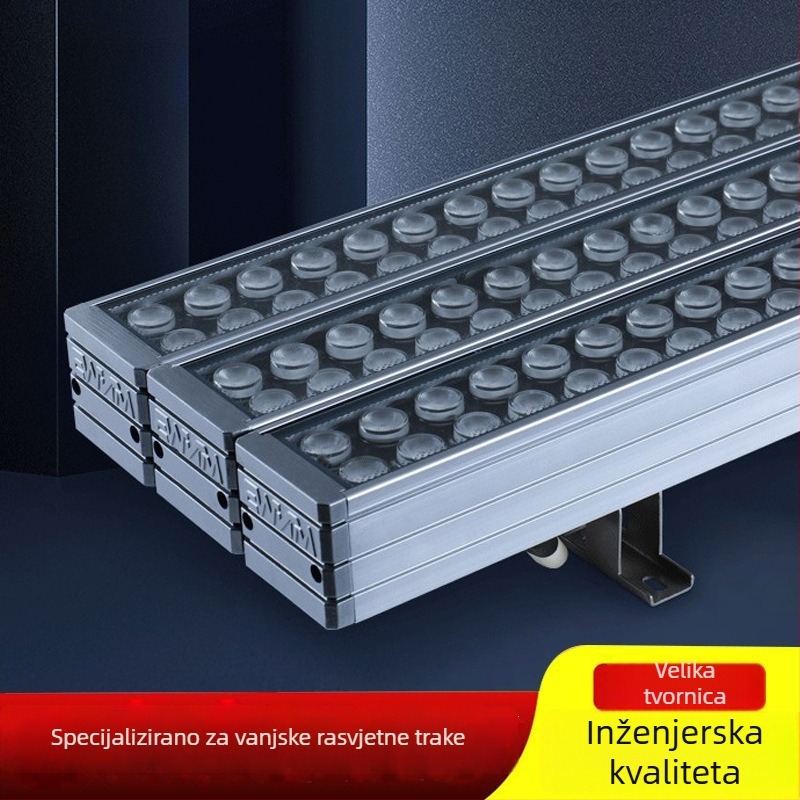 LED vanjska vodootporna svjetiljka za fasade zgrada, projekcijsko i ispiranje zida, promjenjiva boja, snop 30°, duljina 980 mm, IP66, 24V