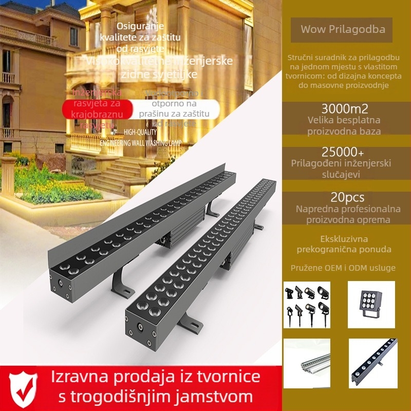 Vanjsko wall washer svjetlo, vodootporno osvjetljenje gradske noćne vizije na zgradama i mostovima, DMX512, visok napon 48W/72W