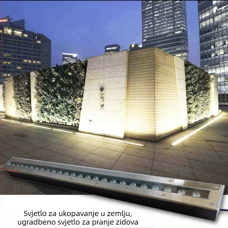 Vanjsko LED podzemno svjetlo za stepenice i hodnike, IP67, nehrđajući čelik, 24 LED, 3000K, 2400 lm