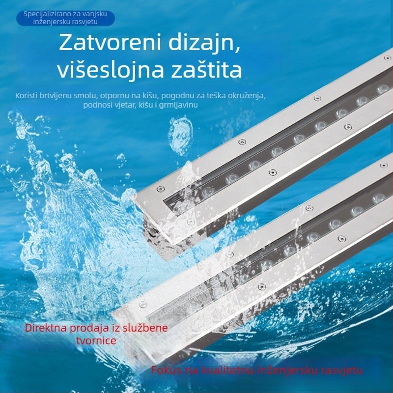 Vanjsko LED podzemno svjetlo za stepenice i hodnike, IP67, nehrđajući čelik, 24 LED, 3000K, 2400 lm