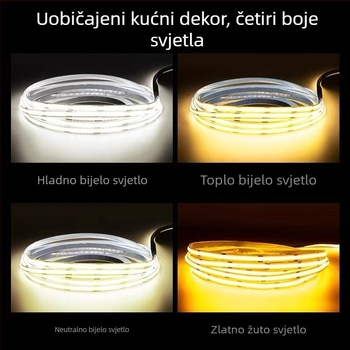 COB LED traka 24V, samolijepljiva ultra-tanka aluminijska kanal, niskonaponsko fleksibilno linearno osvjetljenje za ormari, visoka svjetlost