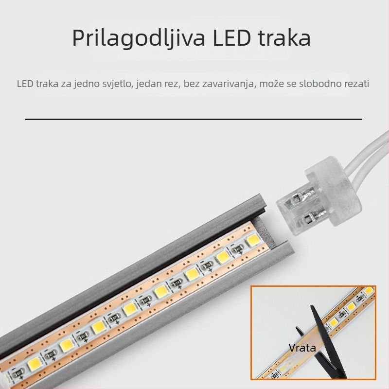 12V LED traka s ugrađenim aluminijskim kanalom za osvjetljenje garderobe, ormara, izložbene vitrine i polica