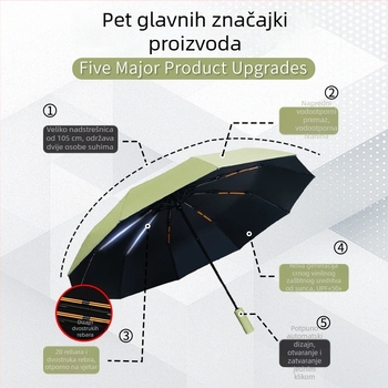 Kišobran za sunce i kišu s crnim UV premazom, potpuno automatski, trodijelni sklopivi kišobran, s mogućnošću prilagođenog logotipa, unisex