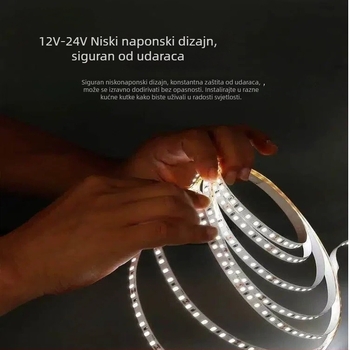 2835 LED traka za dnevni boravak, 12V/24V, bez treperenja, samoljepljiva, linearna rasvjeta malog napona