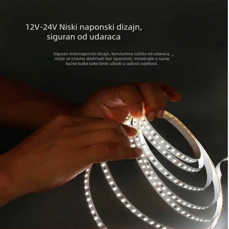 2835 LED traka za dnevni boravak, 12V/24V, bez treperenja, samoljepljiva, linearna rasvjeta malog napona