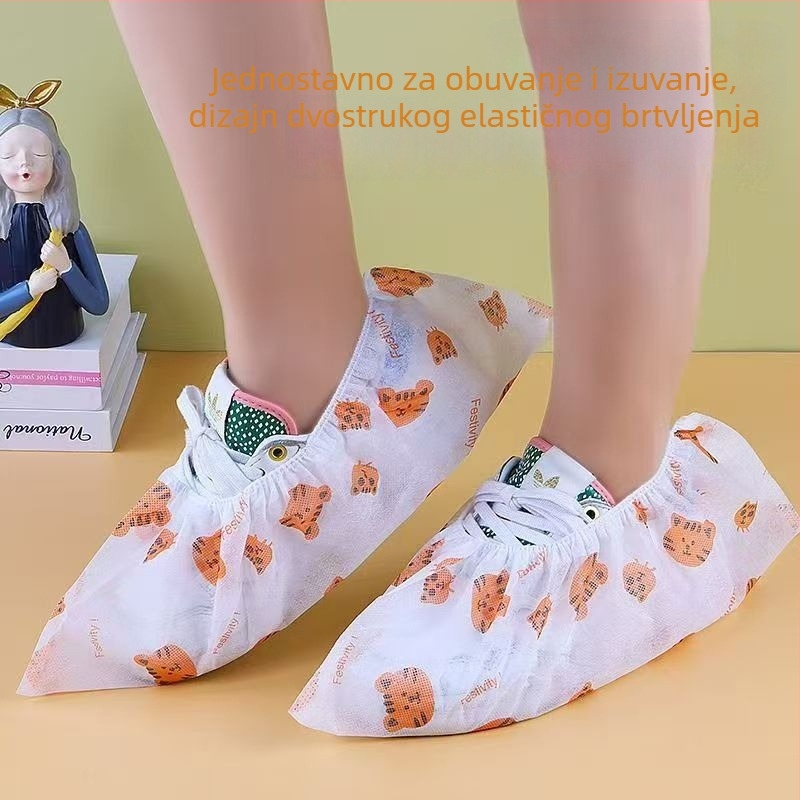 Kućne jednokratne navlake za cipele, debeli, od neprešanog materijala, s cartoon uzorkom, unutarnja upotreba, protuklizne, otporne na habanje, zaštita od prašine, za studente