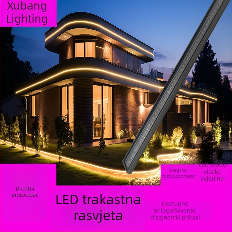 Staklano linearno svjetlo s bezšavnim spajanjem za vanjsko konturno osvjetljenje hotela i projekata nekretnina, pejzažno osvjetljenje, 512 serija