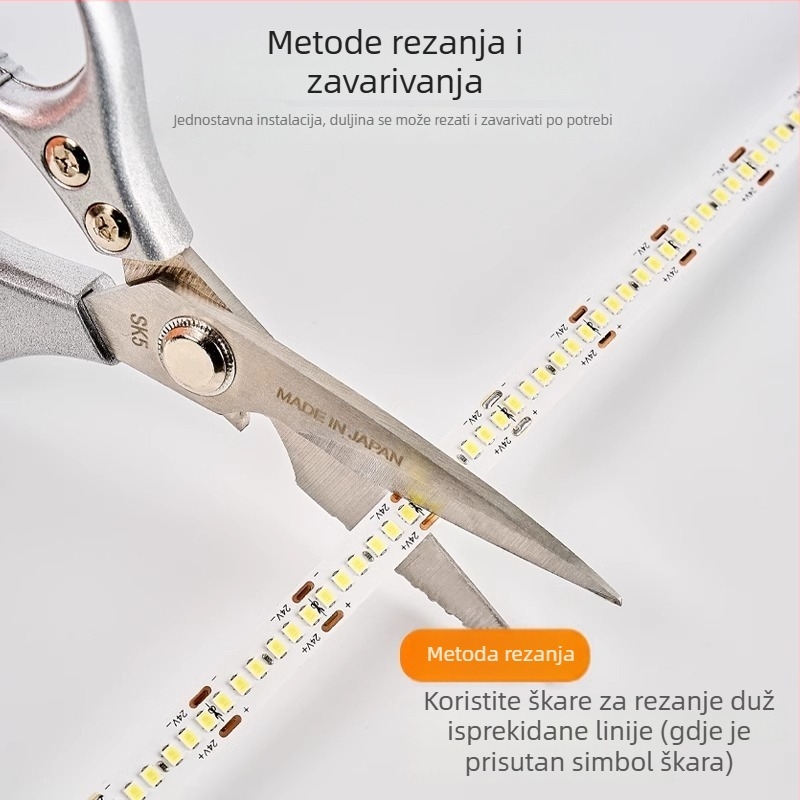 Izuzetno tanak LED trak, samoljepljiv, 12V/24V, 120 LED/m, čip 2835, bijela/topla/neutralna boja, unutarnje osvjetljenje, bez mogućnosti prigušivanja