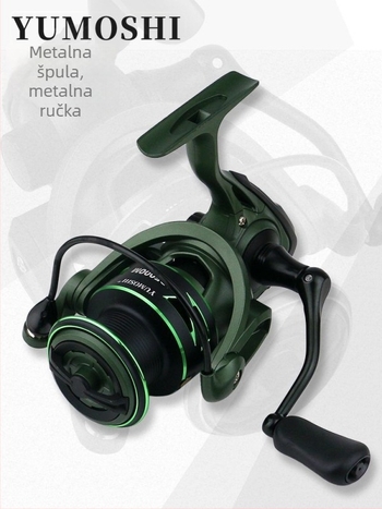 Yumoshi spinning kolut – bez praznine, ručna ručica s manivom, metalni špul, za ribolov na umjetne mamce