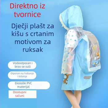 Dječji kišni pončo s napuhivanim rubom, za uzrast 7–12 godina, vodootporan za vanjsku uporabu