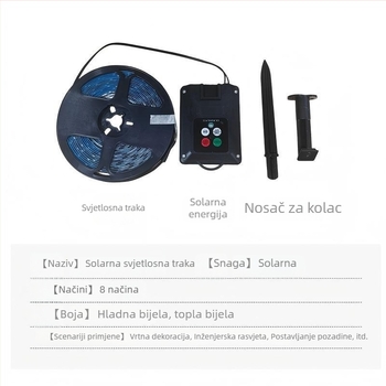 Nova solarna RGB LED traka za vanjsku upotrebu, samoljepljiva, vodootporna, dekorativno ambijentalno osvjetljenje