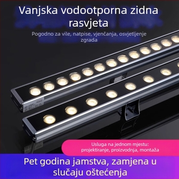 LED RGB niskonaponsko svjetlo za pranje zidova, 24W, vanjska vodootporna linearna rasvjeta fasade, šarolika