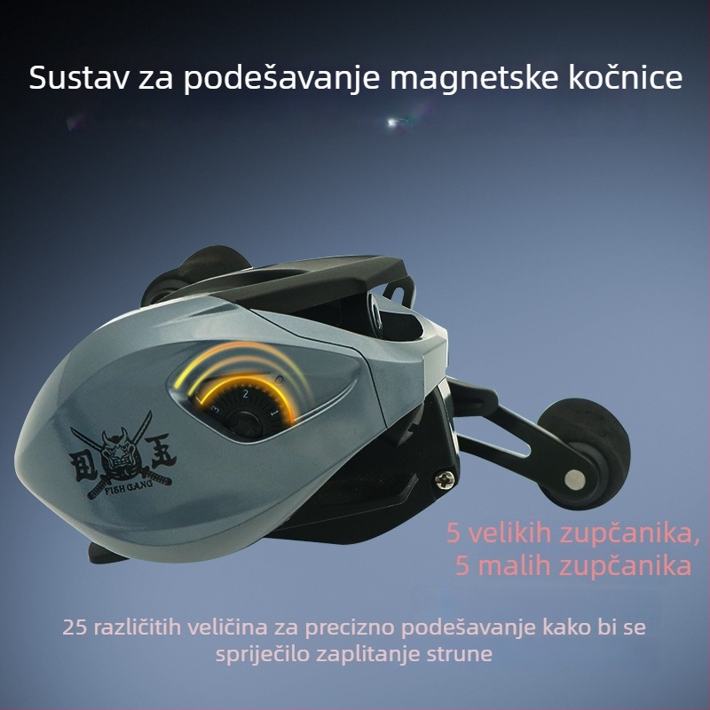 Fisherman potpuno metalna bubanj navijač za duga bacanja, dvostruki kočioni sustav, cijev s kapljicom vode