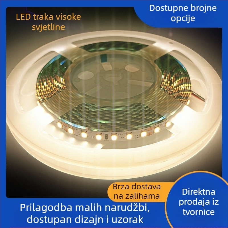 2835 LED traka, 24V, širina 8 mm, 120 LED dioda, aluminijski profil, neonsko ambijentalno osvjetljenje