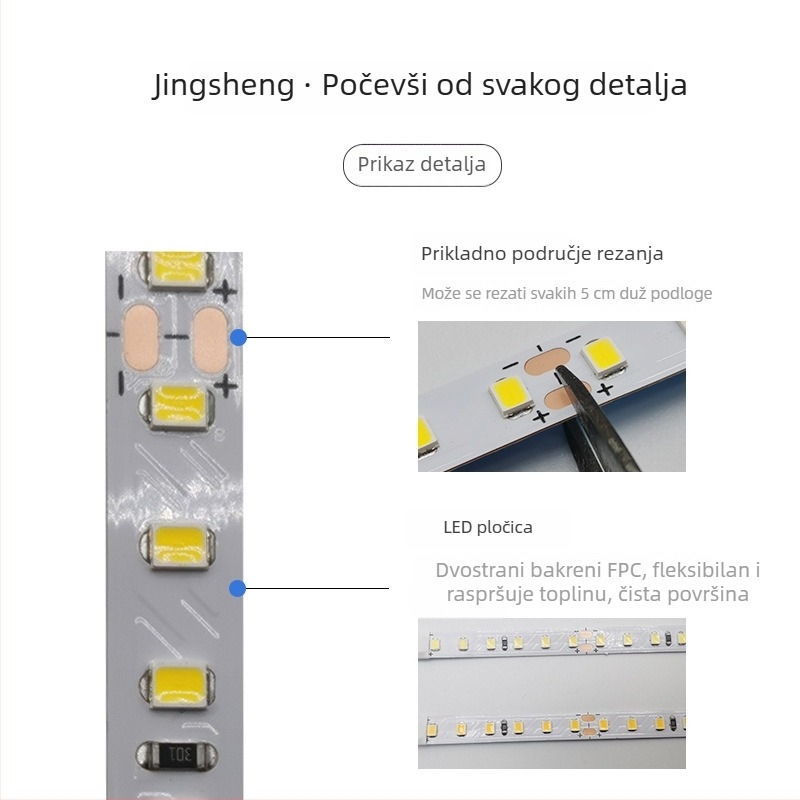 2835 LED traka, 24V, širina 8 mm, 120 LED dioda, aluminijski profil, neonsko ambijentalno osvjetljenje