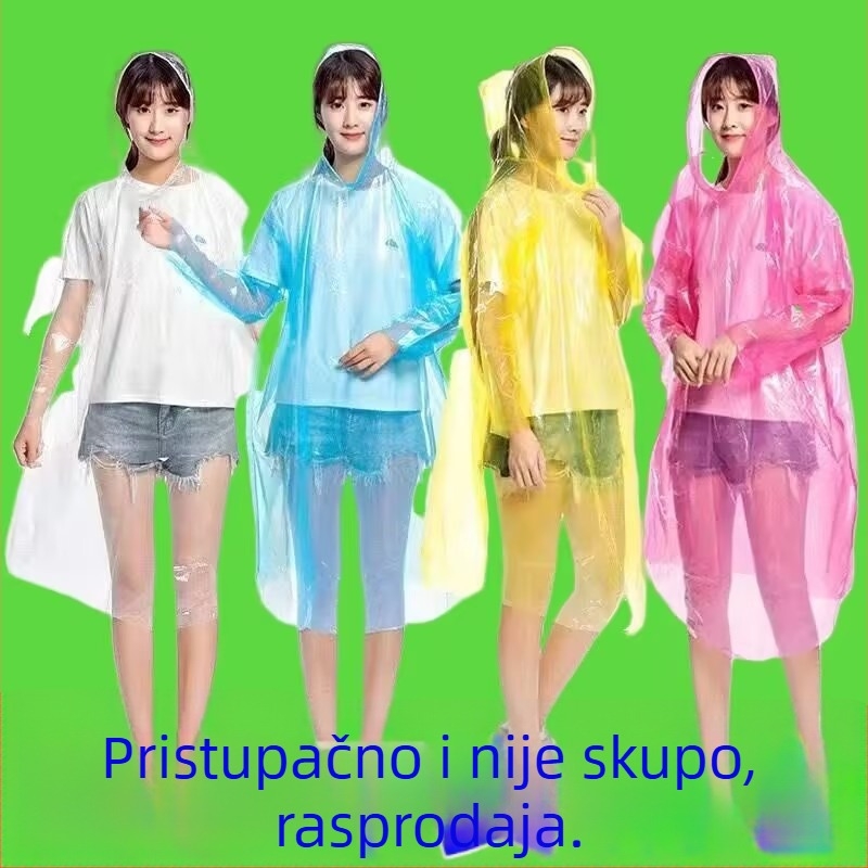 Jednokratno debeli kišni pončo, prozirno, prijenosno za odrasle, pogodno za planinarenje i rafting