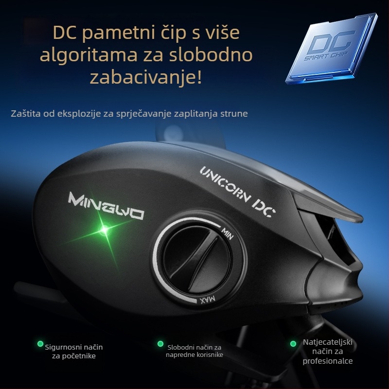 DC elektronički navijač s kočnicom, tiha inteligentna makara za mamce, dugi bacaji, zaštita linije