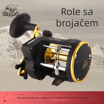 Mulinica s brojačem za duboko more s navojem brodom, bubnjasti navijač za trolling, potpuno metalna