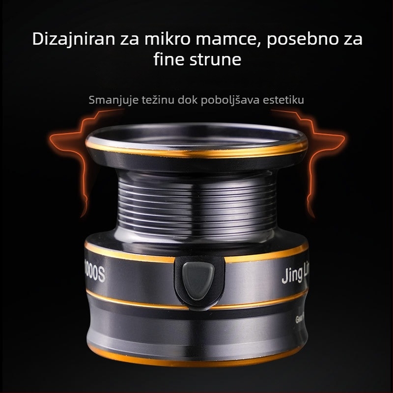 War Eagle Elf Spinning Kolut, Metalna Plitka Špulna, Mikro Mamac, Elf Crno-Zlatna