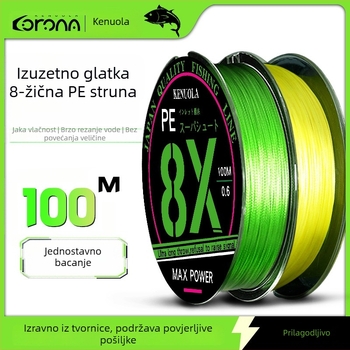Corona PE linija za ribolov s 8 vlakana za dugu bacanje, izuzetno glatka glavna linija, visoka napetost i otporna na habanje