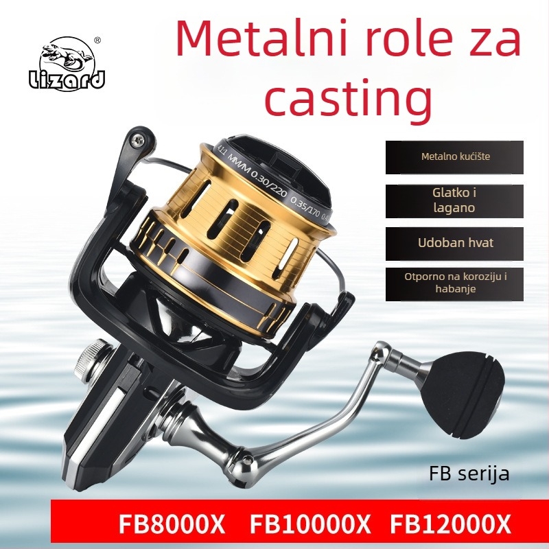 Kemeilong potpuno metalni spining kolut, otporan na morsku vodu, dugi domet bacanja, model 10000