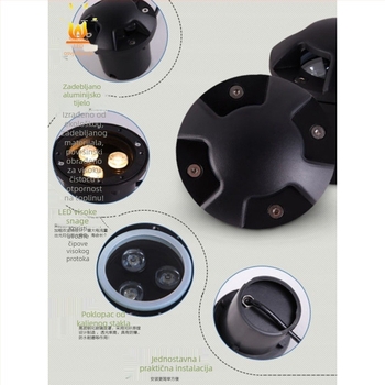 LED podzemno svjetlo, kutno svjetlo, polarizirano svjetlo za stepenice, vodootporan podzemni tip, 3W/9W Turtle-Back dizajn