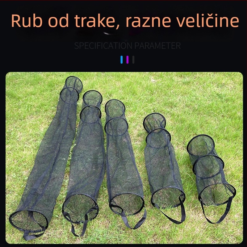 Najlon mrežasta torba za ribe s ručkom, za ribolov u potoku, prijenosna