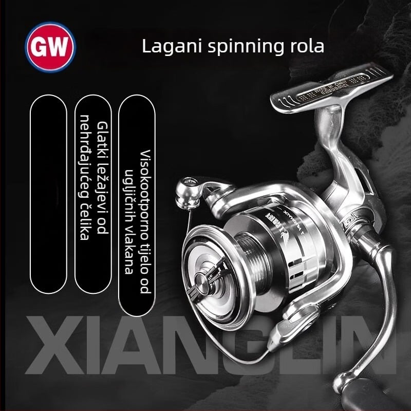 Guangwei Xianglin L karbonski vlaknasti spinning kolut za ribolov na mamce, plitka špulna, ručica za lijevu/desnu ruku, ultralagan za duga bacanja
