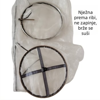 Bijela mreža za ribolov s malim očima i ojačanim prstenom od nehrđajućeg čelika, zaštitna mreža za ribe, pogodna za divlji ribolov i ribolov u crnim jamama, bijela, za posebnu uporabu