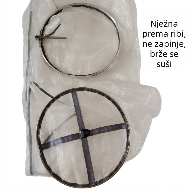 Bijela mreža za ribolov s malim očima i ojačanim prstenom od nehrđajućeg čelika, zaštitna mreža za ribe, pogodna za divlji ribolov i ribolov u crnim jamama, bijela, za posebnu uporabu