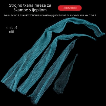 Utkana mreža za škampove s ljepilom svilenom nitom, ručno šivana četverostruka mreža; mreža za škampe, mreža za ribe i zaštita ribe