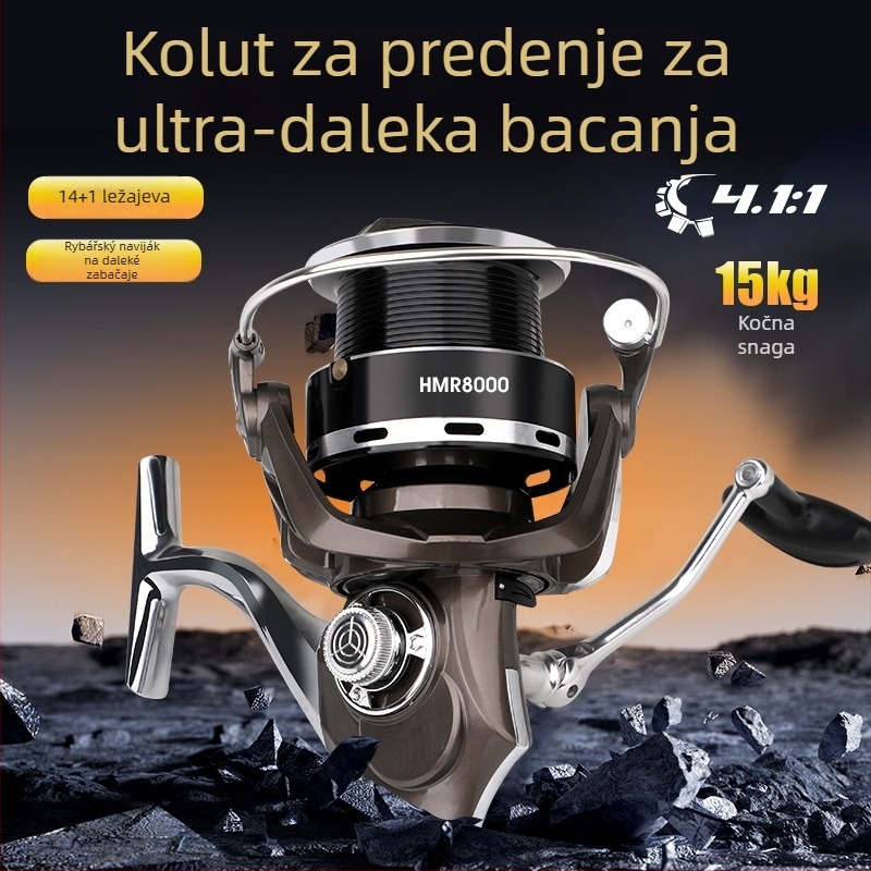 Baitcasting mulineta za duge pogotke, model 12000 za morski ribolov