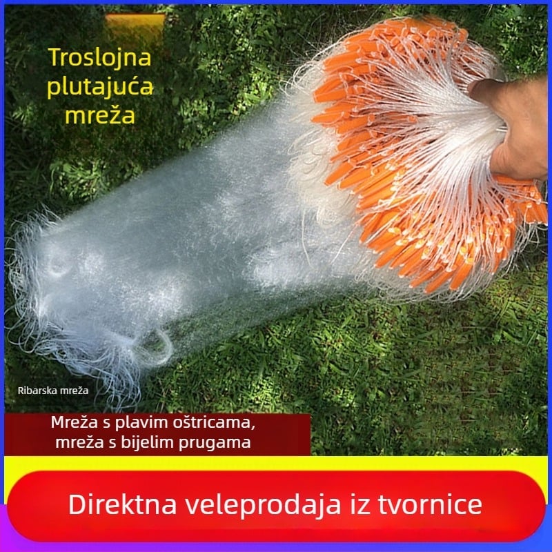 Trostruka plutajuća ribarska mreža, višestruka upotreba za vješanje i potapanje, bijela mreža