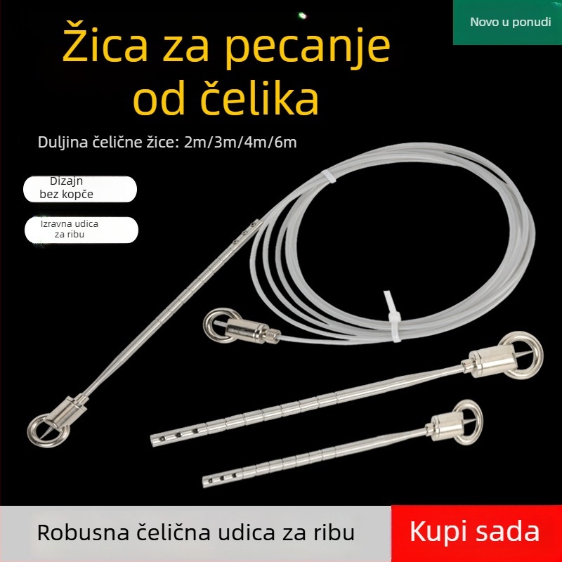 Nehrđajući čelik, igla za provlačenje ribe i nit, duljine 3m/5m, čelični kabel, prijenosno uređaj za zaključavanje živih riba