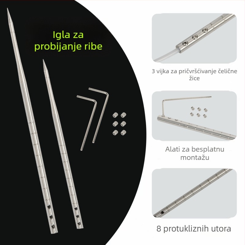 Nehrđajući čelik, igla za provlačenje ribe i nit, duljine 3m/5m, čelični kabel, prijenosno uređaj za zaključavanje živih riba