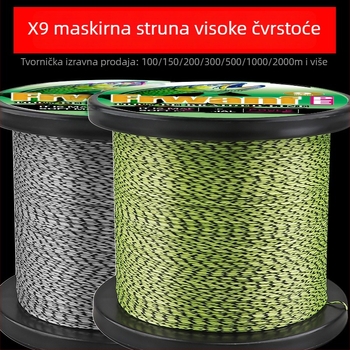 Frwanf 9-žilna nevidljiva pletena ribolovna linija s točkicama, PE, 100–2000 m